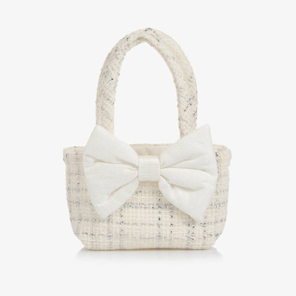 Lapin House girls Ivory & Silver Tweed Handbag NWT